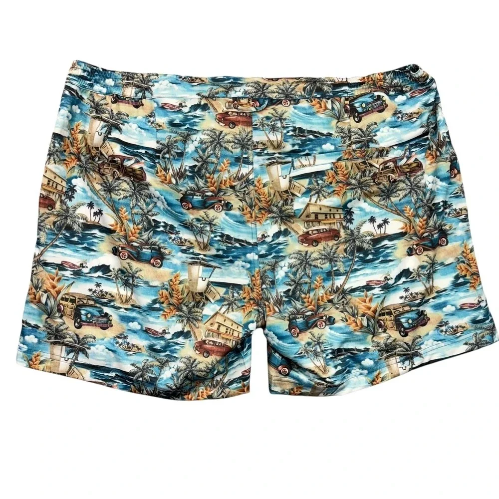 Robert Graham Swim Shorts Trunks Mens 2XL Blue Multicolor Hawaiian Surfboard NWT